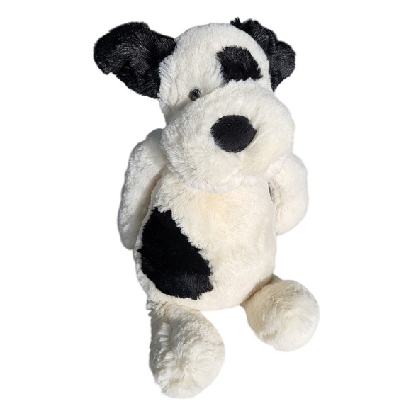 Jellycat Bashful Cream White Black Puppy Dog Plush 12"Stuffed Animal Plush Toy - Picture 4 of 6